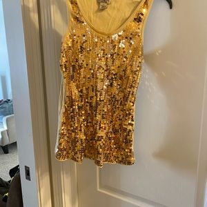 Gold sequin tank